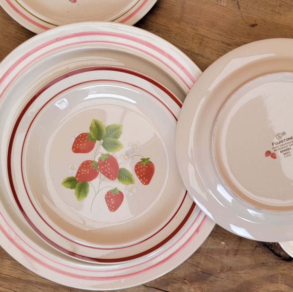 2 Strawberry Ironstone Plates